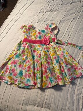 Jona Michelle Floral Party Dress in Pink, Teal & Yellow